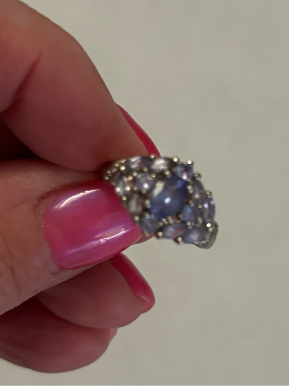 925 Sterling Silver Lavender Cluster Ring - No Brand size 6